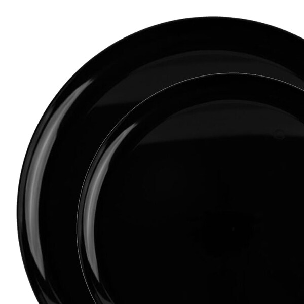 Smarty Had A Party Black Flat Round Disposable Plastic Dinnerware Value Set, 240PK 830-B-VP-CASE - main